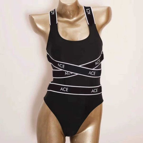 

23ss designer brand women swimwear one-piece spring bikini beach shoulder strap bra without steel support european american style summer wom, White;black