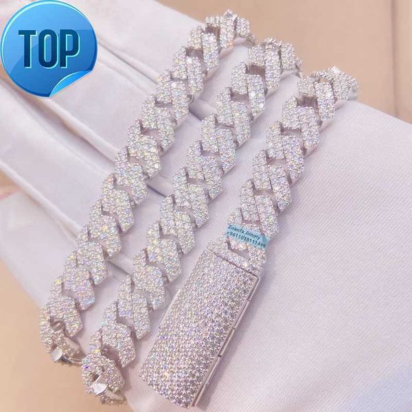

custom made solid silver 10mm width fashion necklace jewelry s925 pass diamond tester moissanite cuban chain necklace
