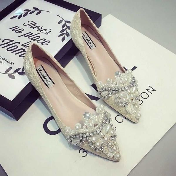 

dress shoes plus size beading flats heels designer women slipon shoes luxury pearls pointy loafers sweet lace espadrilles feminina creepers, Black