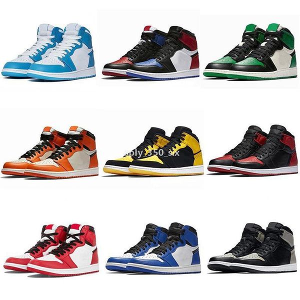 

new 1 high og basketball shoes 1s royal black toe pink green black court purple white unc patent men sneakers trainers eur 36-46246c
