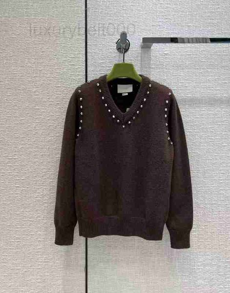 

women's knits & tees designer new autumn winter v neck long sleeve high end jacquard pullovers sweater tmrx, White