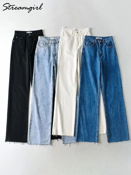 

women's jeans streamgirl women jeans boyfriend loose fit denim pants spring vintage classic straight leg jeans for women high waist tro, Blue