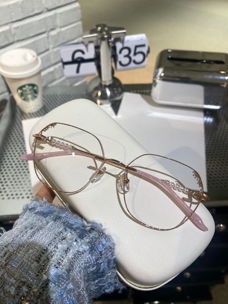 

rimless beauty glasses ladies diamond cut edge exquisite personality prescription mirror fashion temperament ladies high-end pure titanium u, Silver