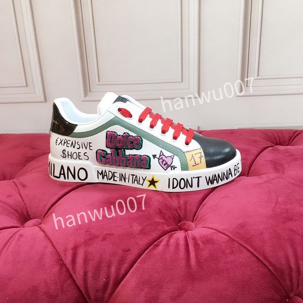 

designer new leather platform casual shoe graffiti pattern shoes women men triple vintage platforms sneakers, Black