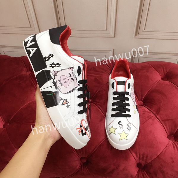 

2023new leather platform casual shoe graffiti pattern shoes womens men triple vintage platforms sneakers, Black