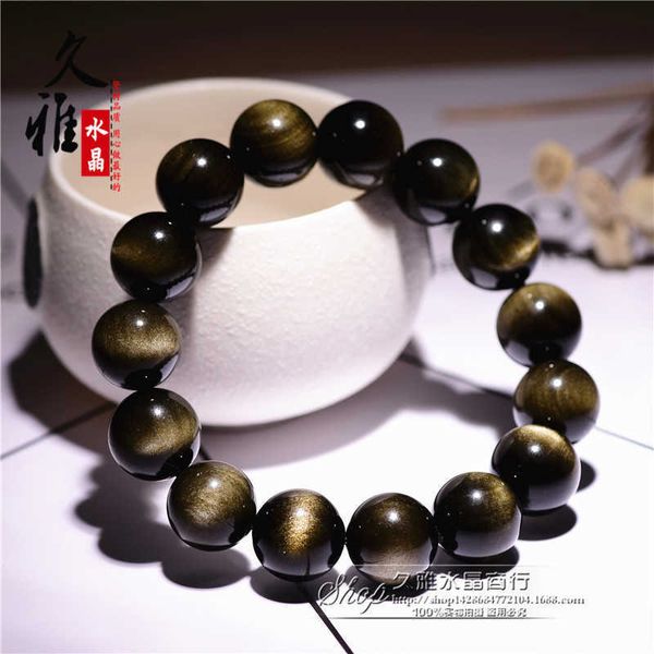 

s jiuya crystal natural eyes gold obsidian bracelet fashion lovers domineering bracelet link a, Black