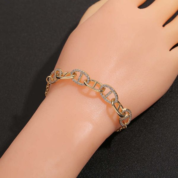 

bracelets hand jewelry geometric micro inlaid zircon bracelet women's creative bracelet jewelry link a, Black
