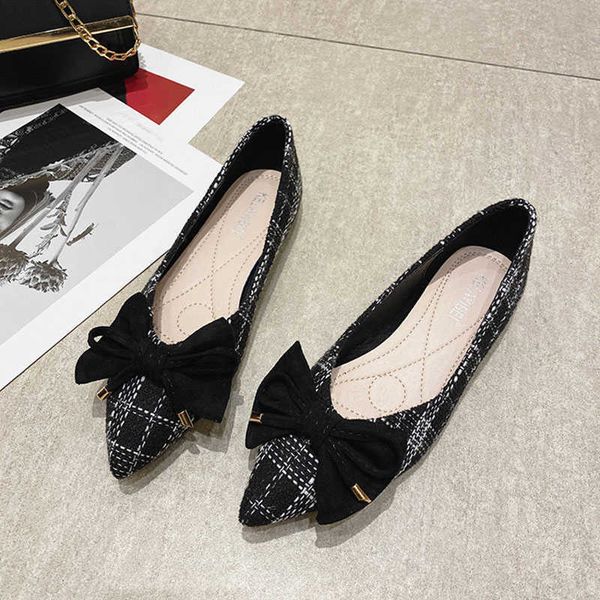 

dress shoes butterflyknot lattices flats woman loafers slip on espadrilles plaid sneaker shoes wowen pointed toe soft bottom moccasins 2021, Black