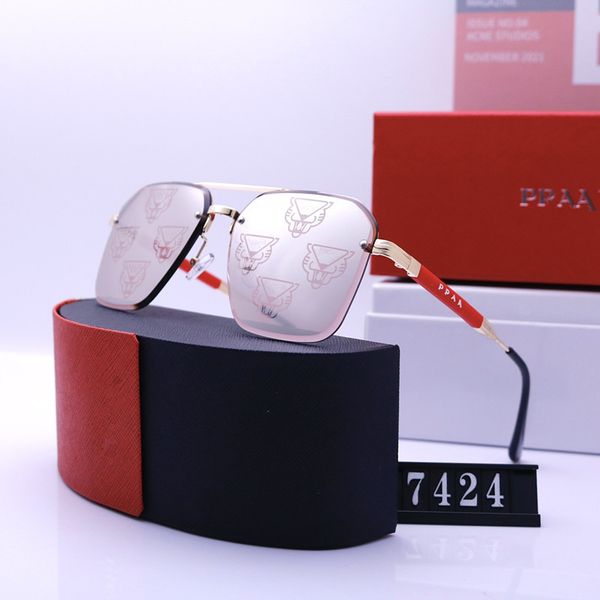 

retro polarized luxury mens women designer sunglasses rimless gold plated square frame brand sun glasses fashion eyewear with case, White;black