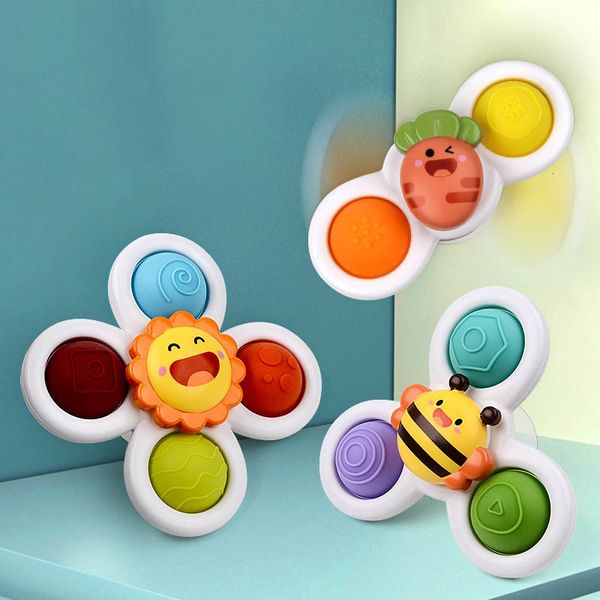 

bath toys 3pcs montessori baby for boy children ing sucker spinner suction cup toy kids funny child rattles teether 230311