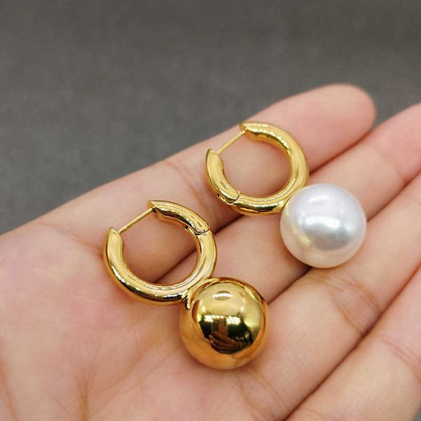 

eearings women's pearl plated earrings with round earrings linka, Golden