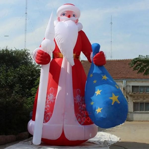 

outdoor christmas decorations giant inflatable bouncers santa claus 3m/6m height xmas character blow up saint nicholas with a gift bag for p