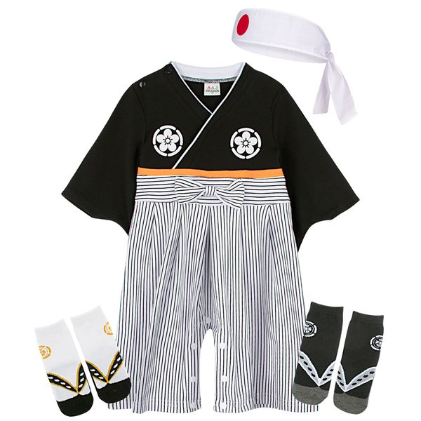 

rompers baby boys japanese kimono style infant cotton yukata boys jumpsuit clothes costume born kawaii samurai kimono party outfit 230311, Blue