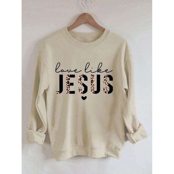

women's tshirt love like jesus print retro vintage cotton long sleeves sweatshirt 230311, White