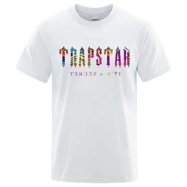 

trapstar london casual t-shirt men summer o-neck short sleev, Black;white