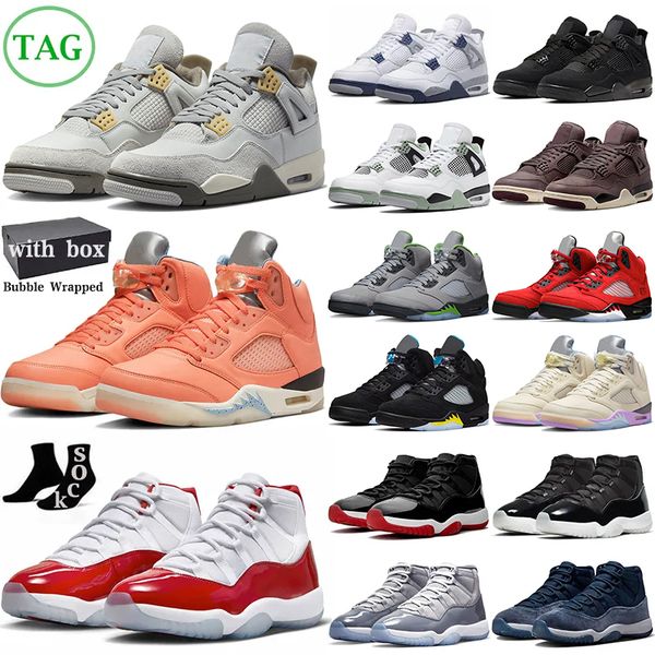 

with box 4 5 11 mens basketball shoes jumpman 4s pine green military black cat 11s bred cool grey 5s crimson bliss sail men women sneakers t, White;red
