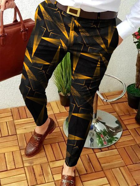 

mens pants business casual trousers geometric pattern print straight long spring autumn fashion streetwear clothing 230310, Black