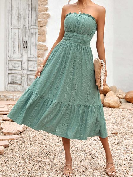 

casual dresses elegant green long dress women summer backless strapless a-line dress fashion beach party evening dress vestidos de mujer g23, Black;gray