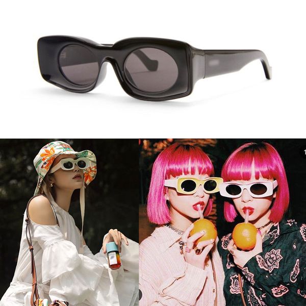 

designer sunglasses for women men thick plate sunken frame lw 40033 trend sports boutique luxury quality sunglasses original box, White;black