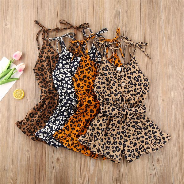 

2023 summer infant baby girls clothing leopard overalls 4 colors sleeveless button shorts jumpsuits fashion outfits denim short jumpsuit, Blue