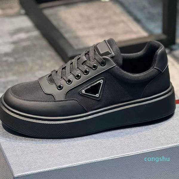 

men casual designer shoes men's avenue low-leather sneakers downtown leather platform trainers outdoor walking with p box, Black
