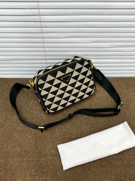 

classic embroidery tweed crossbody bag triples pattern camera bag for women