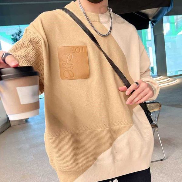

men's sweaters designer cotton sweater sweatshirt splicing contrast color round neck pullover short sleeve women's loose embroider, White;black