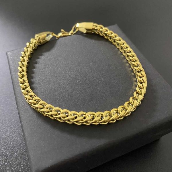 

bracelets hip front and back titanium steel 4mm bracelet men's hip hop nightclub disco band jewelry, Black