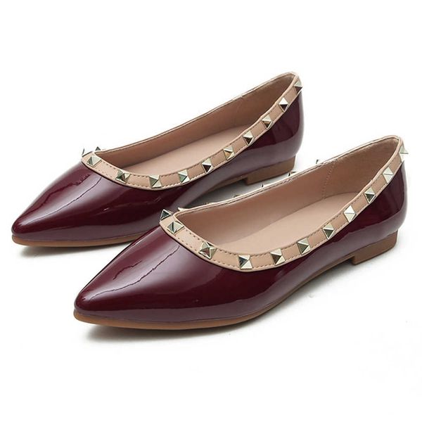 

dress shoes lady shiny pu leather flat shoes with s fashion shoes for women spring pointy toe loafers large size ks433 j230310, Black