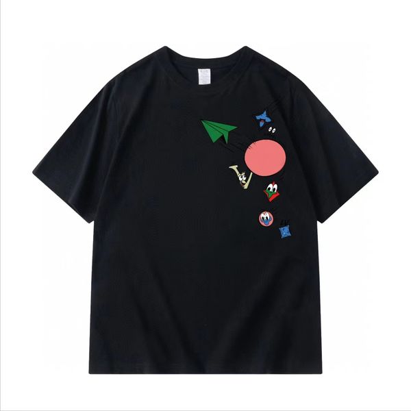 

2023 new men's fashion clothing summer casual fashion designer printed street short sleeve net red the same couple's edition model, White;black