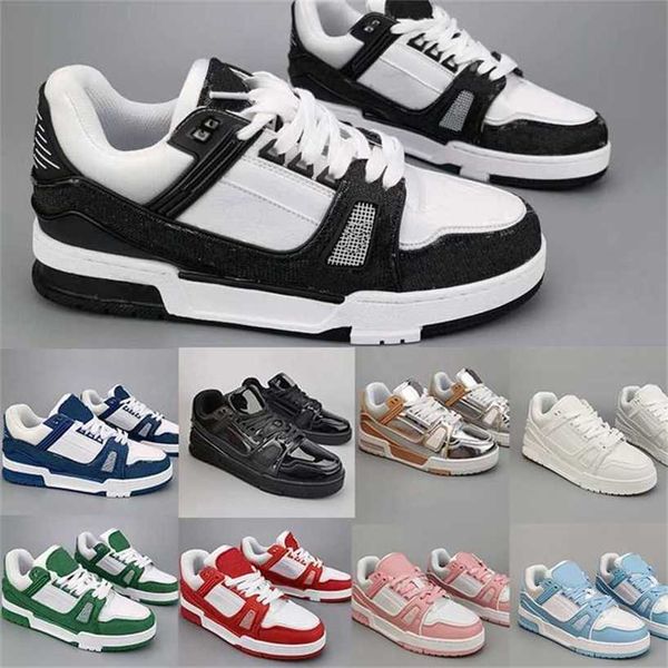 

2022 designer sneaker virgil trainer casual shoes calfskin leather abloh white green red blue letter overlays platform low sneakers size 36-, Black