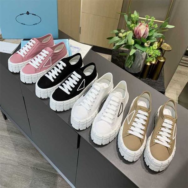 

Designer Sneakers Gabardine Nylon Casual Shoes Brand Wheel Trainers Luxury Canvas Sneaker Fashion Platform Solid Heighten Shoe With Box QE23