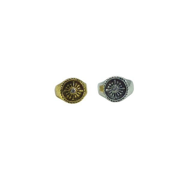 

fashion round ring sun shape rhinestone rings for women wholesale, Golden;silver