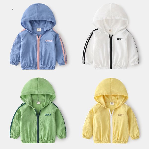 

jackets summer children's clothing sun protection boys hooded thin coat baby zipper shirt 230311, Blue;gray