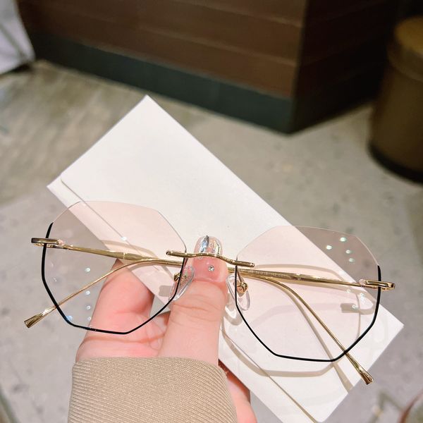 

rimless plain makeup glasses pure titanium foot cover glasses exquisite personality prescription mirror fashion temperament simplepure titan, Silver
