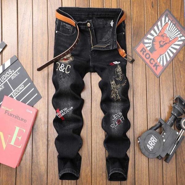 

23 new men's jeans denim designer hole jeans ripped pants for men size 28-38 hip hop punk streetwear trousers zwvq, Blue