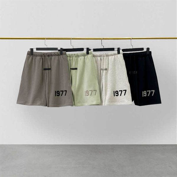 

pants new street fashion brand season 7 ess shorts 1977 flocked hip hop loose oversize unisex, Black