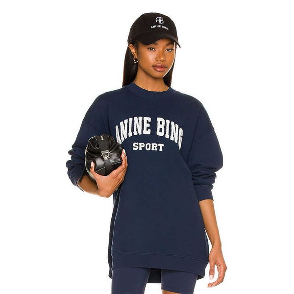 

anine ab bing designer sweatshirt letter applique soft warm fleece knitted pullover david suit, Black