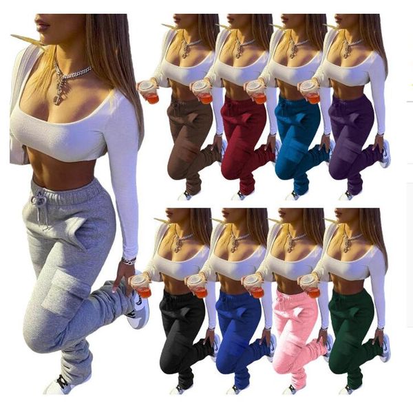 

drawstring flare trend joggers female sport pant fleece warm thick stacked sweatpants streetwear