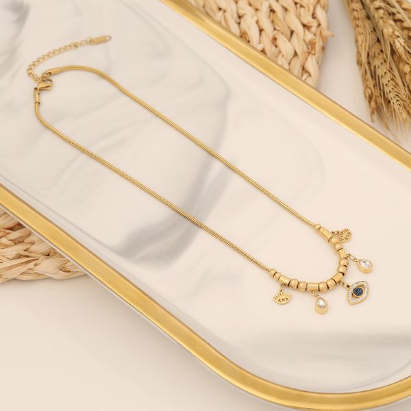 

devils eye necklace personalized stainless steel necklace fashion zircon collar chain