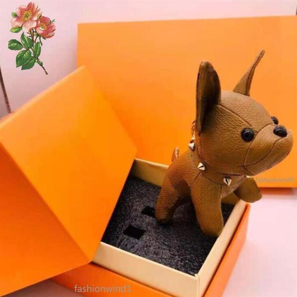 

fashion key chain buckle lovers car keychain handmade leather cattle dog design keychains men women bag pendant accessories 4 colo304f, Silver