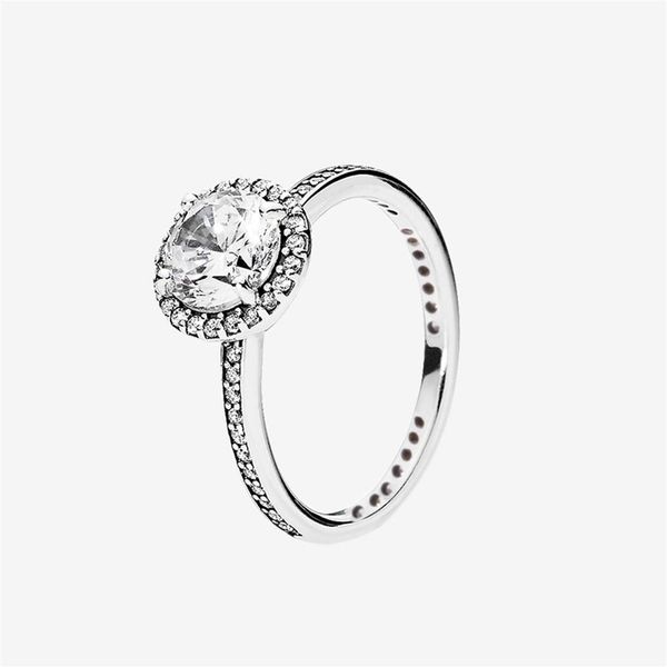 

beautiful women wedding ring big cz diamond rings with original box set for pandora real sterling silver engagement gift ring295t, Slivery;golden