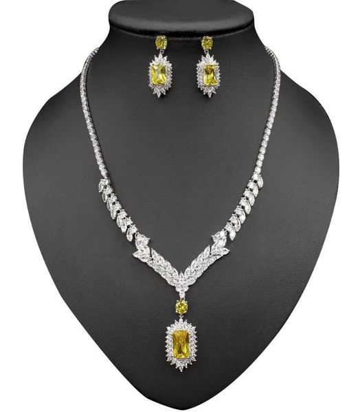 

women gifts fashion accessories designer jewelry diamond zircon necklace earring set wedding bridesmaid bride party dress birthday4462433, White