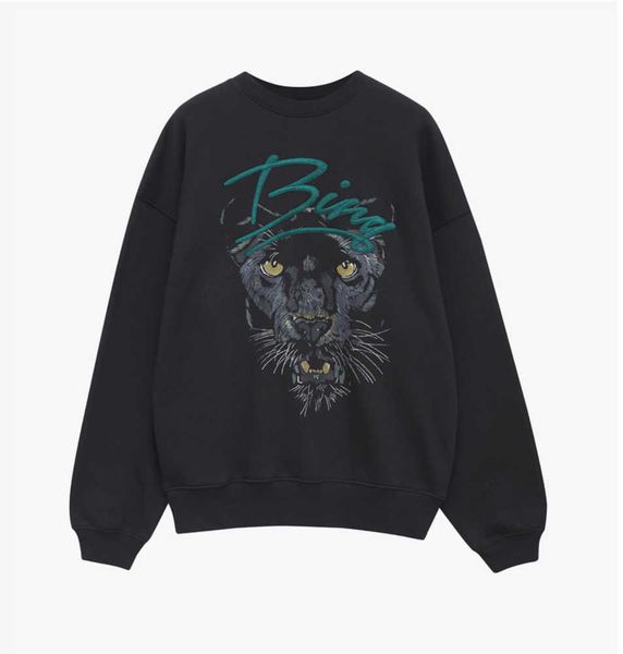 

anine ab bing designer sweatshirt pullover jumper women black wash print fleece sweater