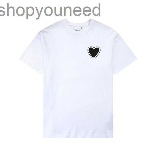 

men's t-shirts paris fashion mens designer t shirt amis embroidered red heart solid color big love round neck short sleeve t-shirt for, White;black