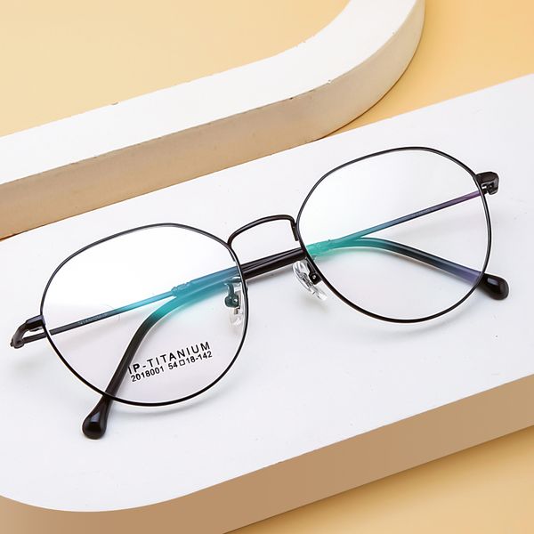 

pure titanium ultralight retro polygon prescription mirror glasses men's and women's big face glasses only 6g fashion personality, Silver