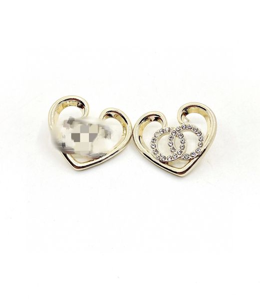 

01-03 18kmixed simple gold plated 925 silver luxury brand designers letters stud geometric famous women round crystal rhinestone pearl earri, Golden;silver