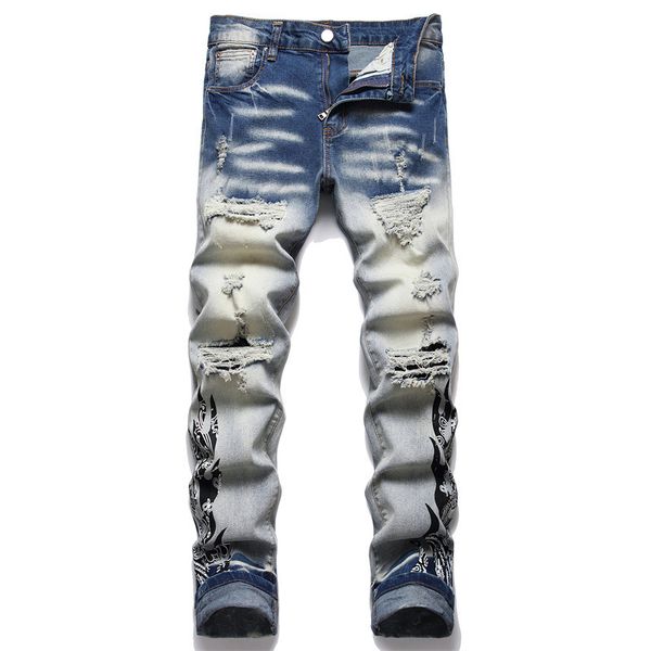 

am jeans designer mens skinny pants long hippop sticker letter embroidery slim denim straight streetwear skinny wholesale xpez, Black