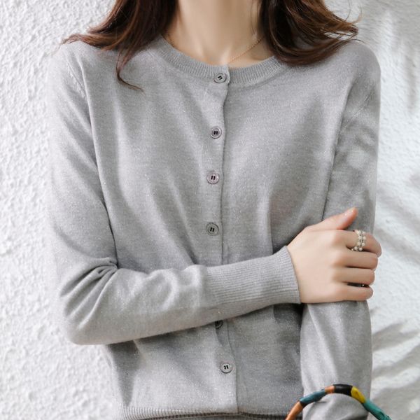 

women's knits tees spring and autumn cardigan korean style fashionable knitted cashmere sweater roundneck comfortable coat 230311, White