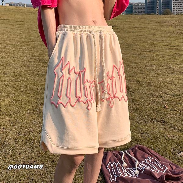 

men s shorts wakamono summer pants for man sweat cotton printed korean fashion casual harajuku couple white 230311, White;black